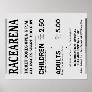 Poster Billet Danbury Fair Racearena Reproduction 5