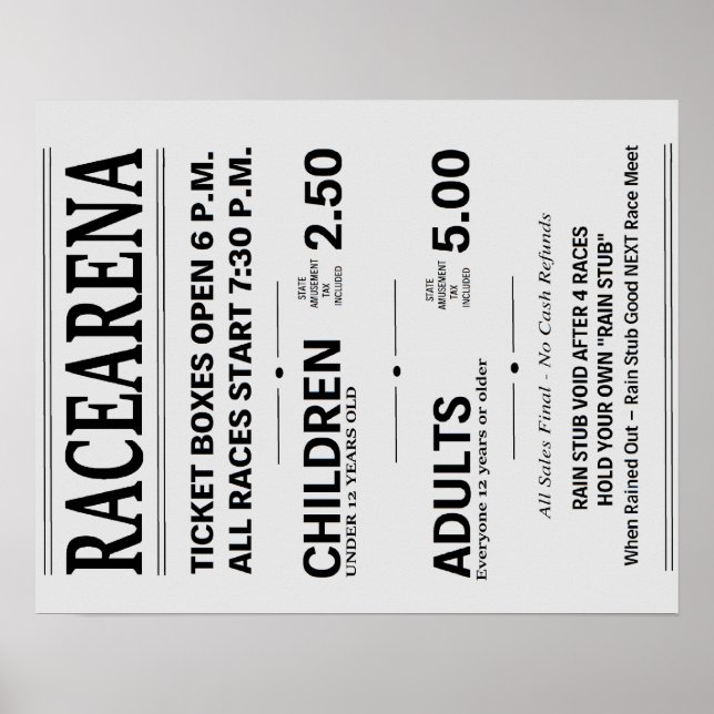 Poster Billet Danbury Fair Racearena Reproduction 5 (Devant)
