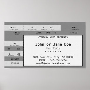 Poster billet gris de concert