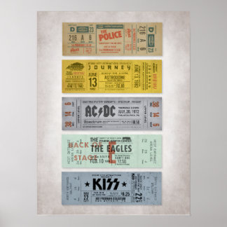 Poster Billets de Concert de Rock Classique – Mur de Musi