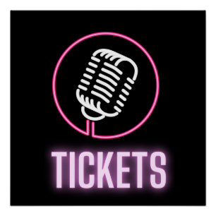 Poster Billets Neon Retro Mic