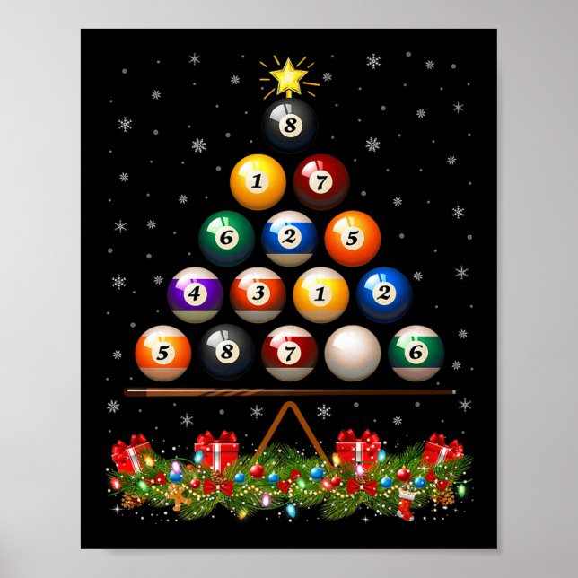 Poster Billiard Ball Christmas Tree Lights Ol Billiards X (Devant)