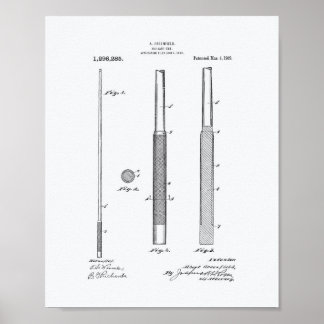 Poster Billiard Cue 1919 Art Brevet - Livre blanc
