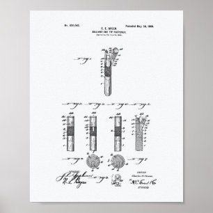 Poster Billiard Cue Tip 1899 Art Brevet - Livre blanc