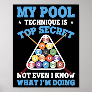 Poster Billiard Funny Pool Player Ma Technique De Pool Es