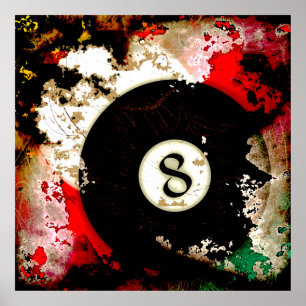 POSTER BILLIARDS BALL NUMBER 8