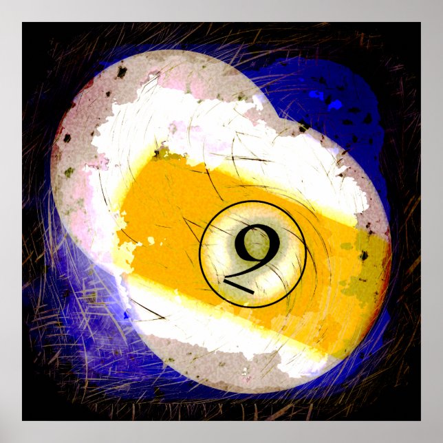 POSTER BILLIARDS BALL NUMÉRO 9 (Devant)