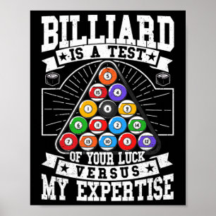 Poster Billiards Expertise 8 Ball Men Femmes. Bassin amus