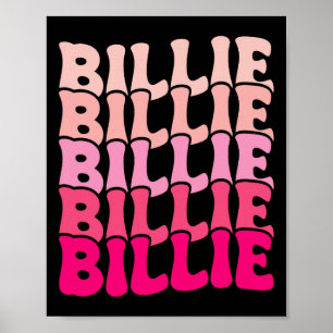 Poster Billie Nom personnalisé I Love Billie Super 80's