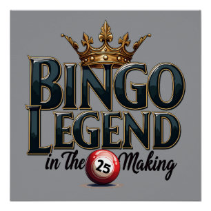 Poster Bingo Légende couronnée dans la typographie rétro 