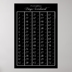 Poster Bingo Scoreboard 75 - Jeux de gravité zéro (2,5 po