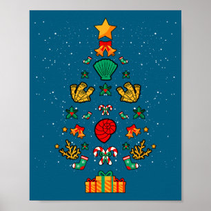 Poster Biologiste marin Biologie Coquillages Coraux Noël