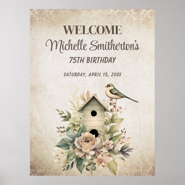 Poster Birdhouse Botanical Nature 75e anniversaire (Devant)