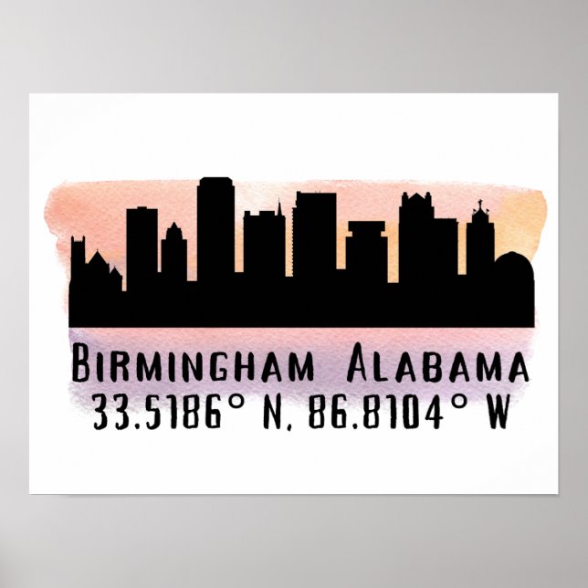 Poster Birmingham AL City Skyline (Devant)