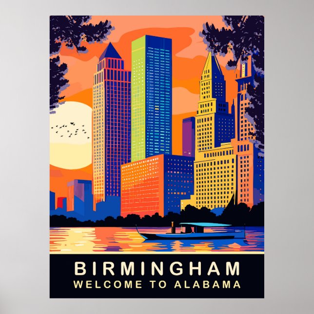 Poster Birmingham, Alabama, Cahaba River, Voyage (Devant)