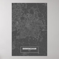 Birmingham, Angleterre (blanc sur noir)