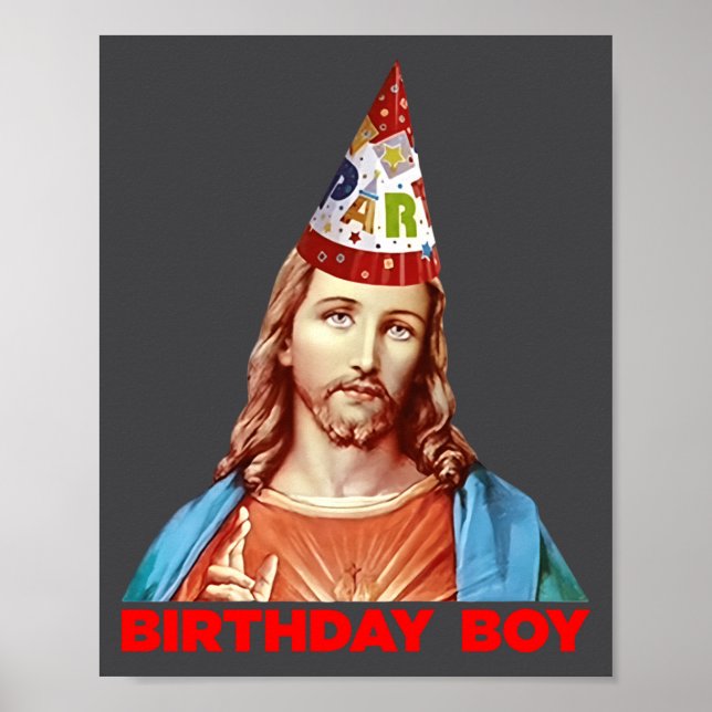 Poster Birthday Boy Jesus Funny Christmas Party Hat Long  (Devant)