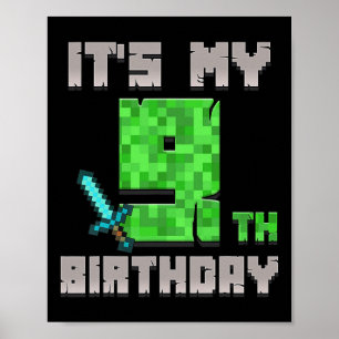 Poster Birthday Boy Shirt C'est mon 9e anniversaire Gamer