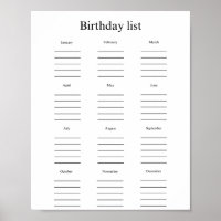 Birthday list