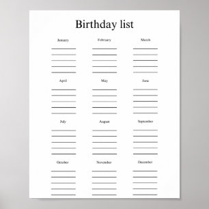 Poster Birthday list