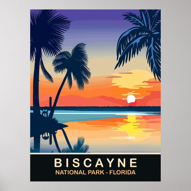 Poster Biscayne, coucher de soleil d'été en Floride, Voya (Devant)