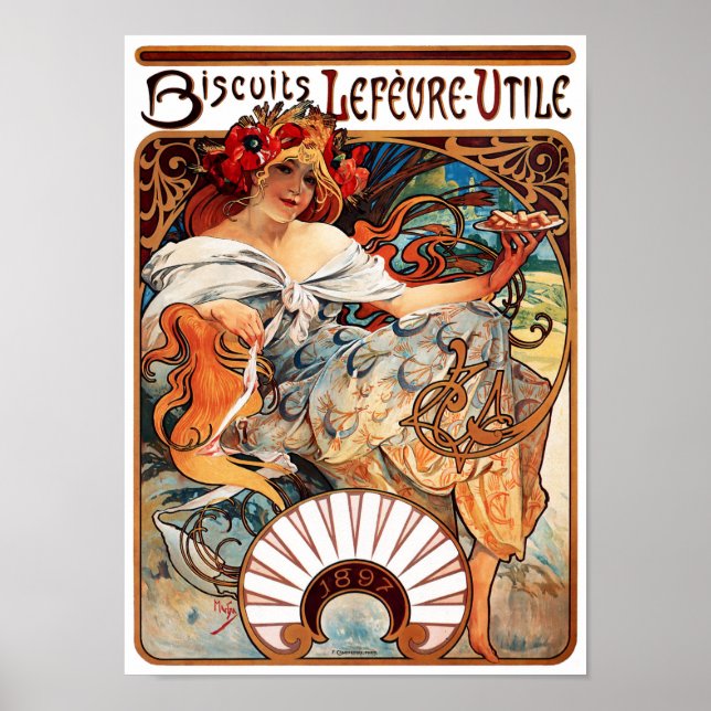 Poster Biscuit, Mucha (Devant)