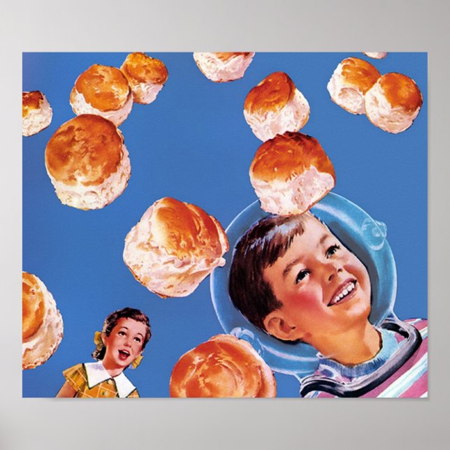 Poster Biscuits de garçon de l'astronaute rétro (Devant)