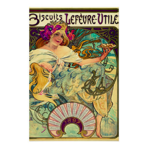 Poster Biscuits Lefevre-Utile par Alphonse Mucha (1896)