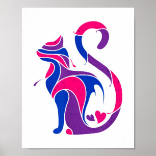 Poster Bisexual Cat LGBT Ally Soutien Amoureux des chats