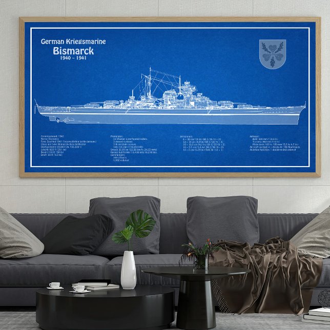 Poster Bismarck - Plan directeur du navire de bataille AB (Créateur téléchargé)