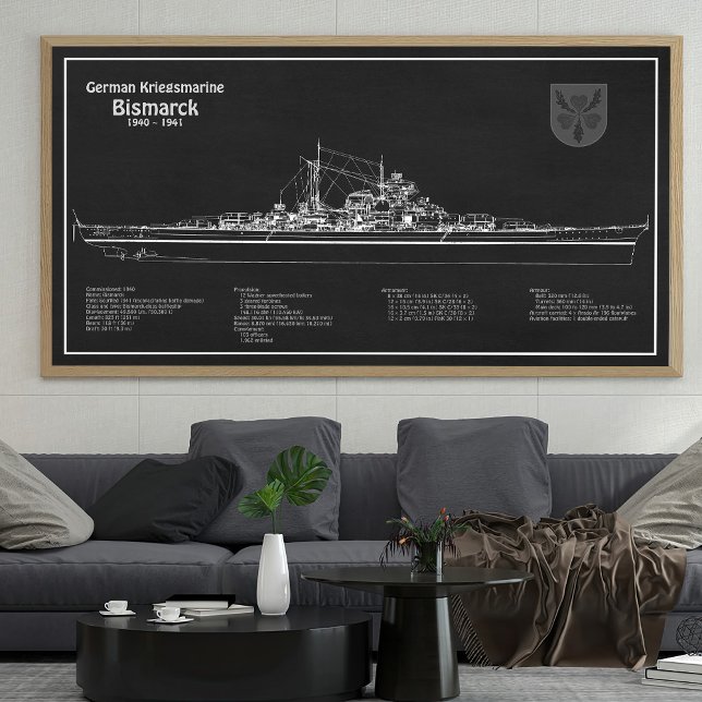 Poster Bismarck - Plan directeur du navire de guerre PD (Créateur téléchargé)