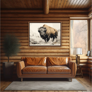 Poster Bison dans Woods Peinture impressionniste - AI Pos