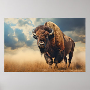 Poster Bison de Buffalo Animaux Faune Wilderness Coloré