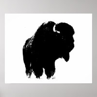 Bison noir et blanc Silhouette Pop Art