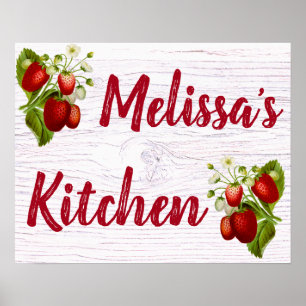 Poster Bistros de cuisine de fraise personnalisés par