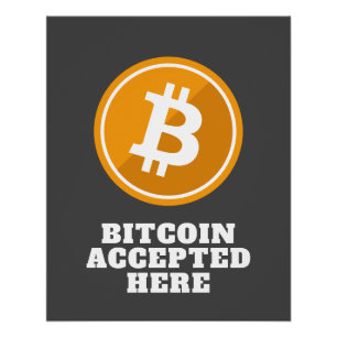 Poster Bitcoin accepté ici - crypto-monnaie numérique