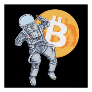 Poster BITCOIN - Astronaute De Crypto - Vers La Lune