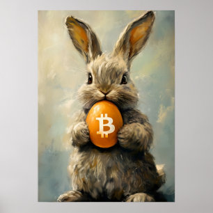 Poster Bitcoin lapin de Pâques trou de lapin