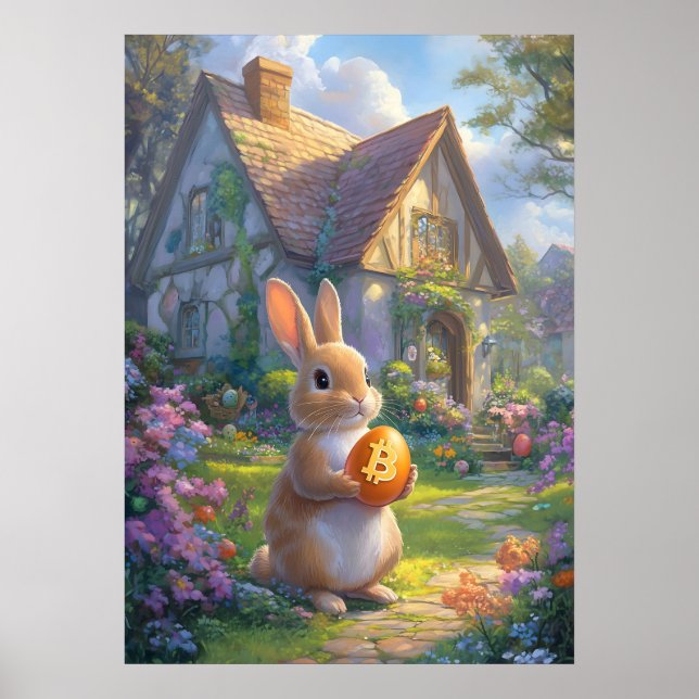Poster Bitcoin Rabbit Hole Lapin de Pâques (Devant)