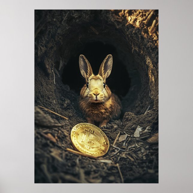 Poster Bitcoin Rabbit Trou Crypto Bunny Bunny (Devant)