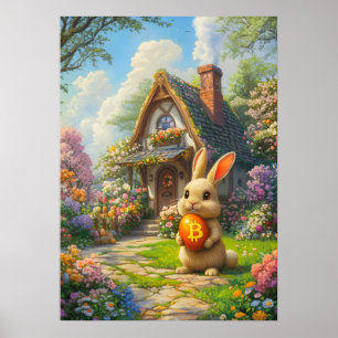 Poster Bitcoin Rabbit Trou de lapin de Pâques Mur Art