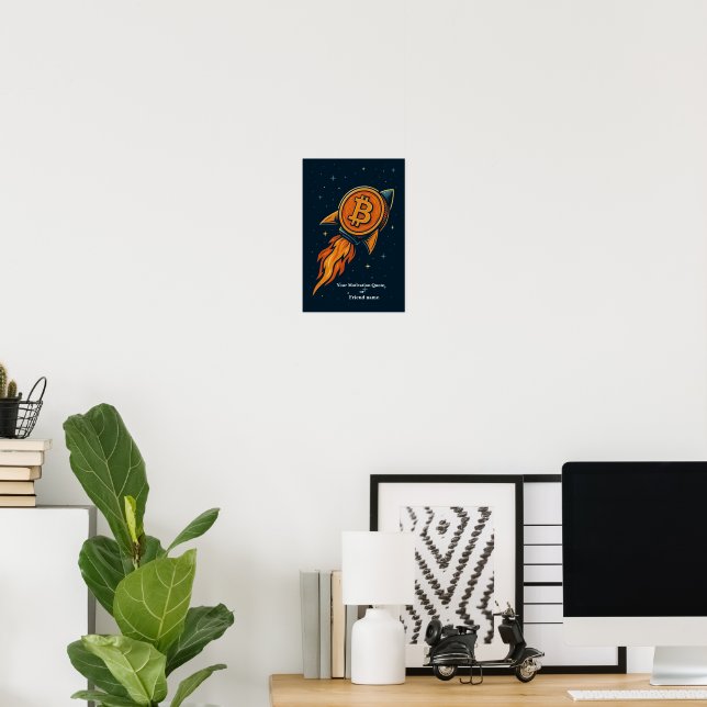 Poster Bitcoin Rocket Crypto Art Print - To the Moon! (Bureau à domicile)