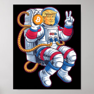 Poster Bitcoin vers la Lune Btc Astronaute Crypto Fomo Tr