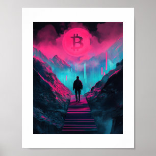 Poster Bitcoin Voyage Neon Wall Art Imprimer