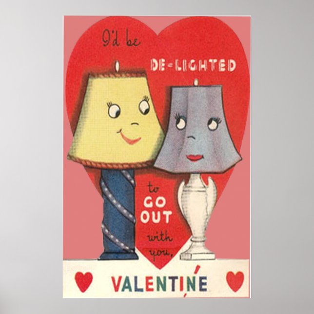 Poster Bizarre drôle Lampe Lumière Coeur Valentine (Devant)