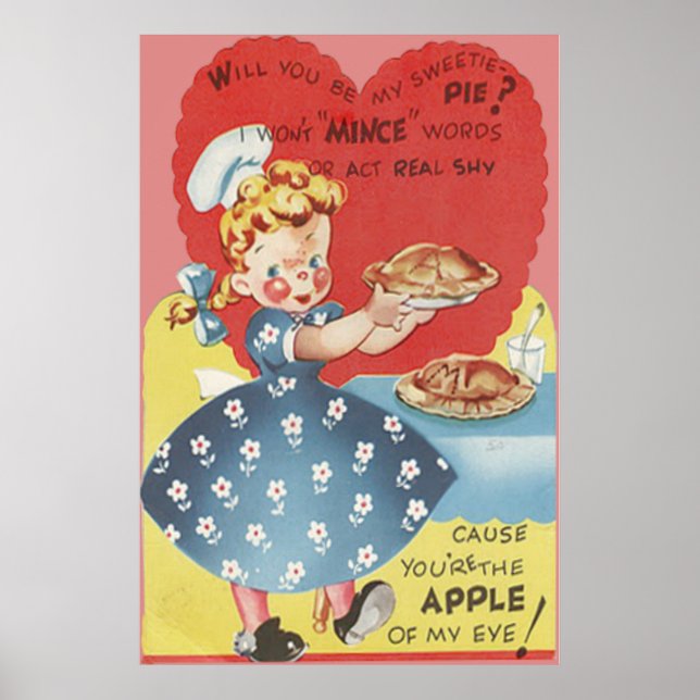 Poster Bizarre Drôle Mince Pomme Pie Witress Valentine (Devant)