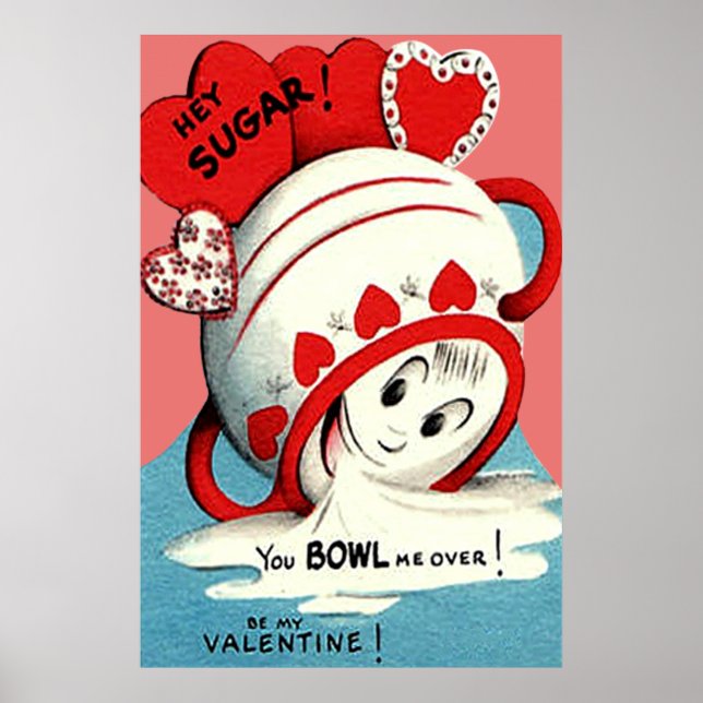 Poster Bizarre mignonne Drôle bol de sucre Coeur Valentin (Devant)
