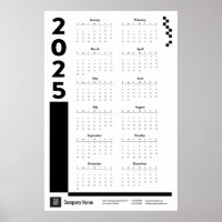 Poster Black 2025 Corporate Wall Calendar