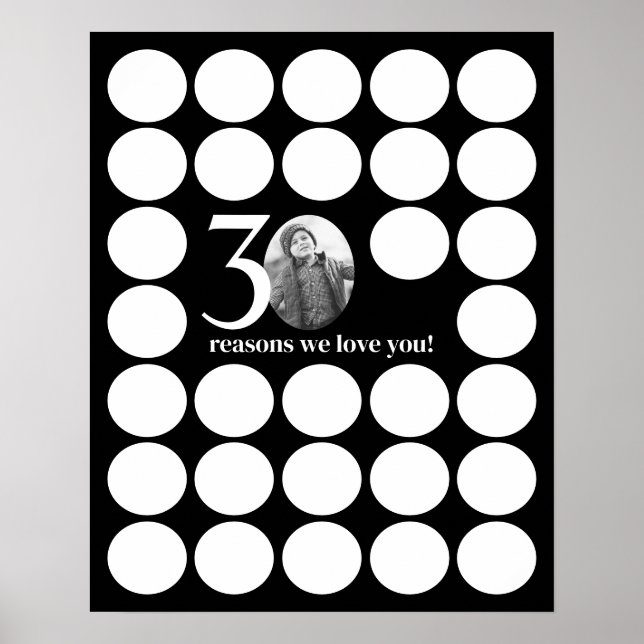 Poster Black 30 Raisons Nous Vous Aimons Anniversaire Sou (Devant)