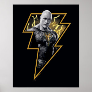 Poster Black Adam Grey et Gold Lightning Graphic